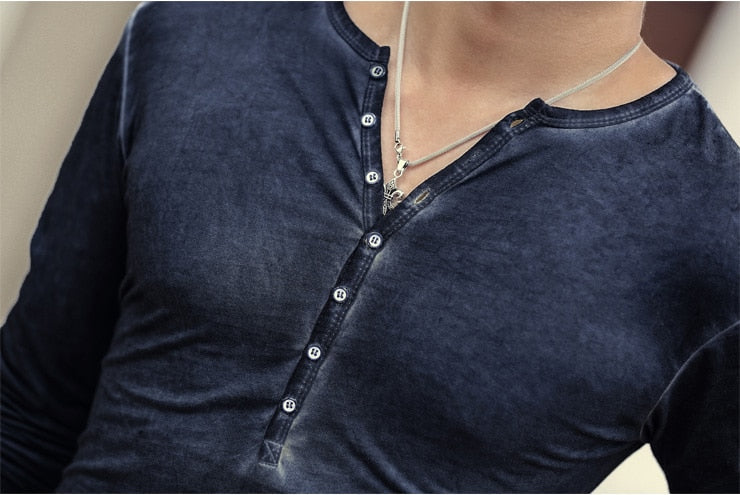 Cotton Vintage Mens Long Sleeve Shirt