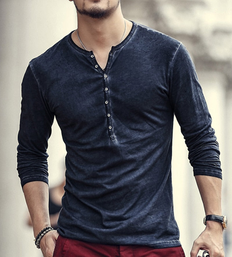 Cotton Vintage Mens Long Sleeve Shirt