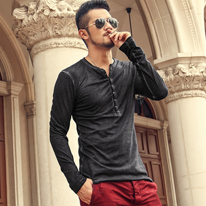 Cotton Vintage Mens Long Sleeve Shirt
