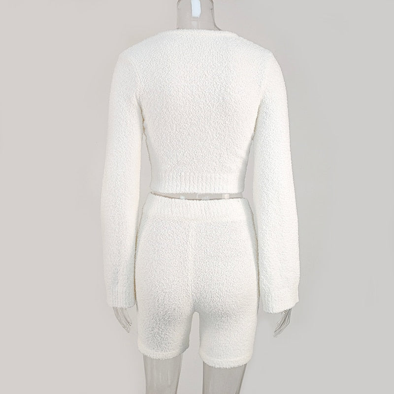 Flare Sleeve 2 Piece Shorts Set