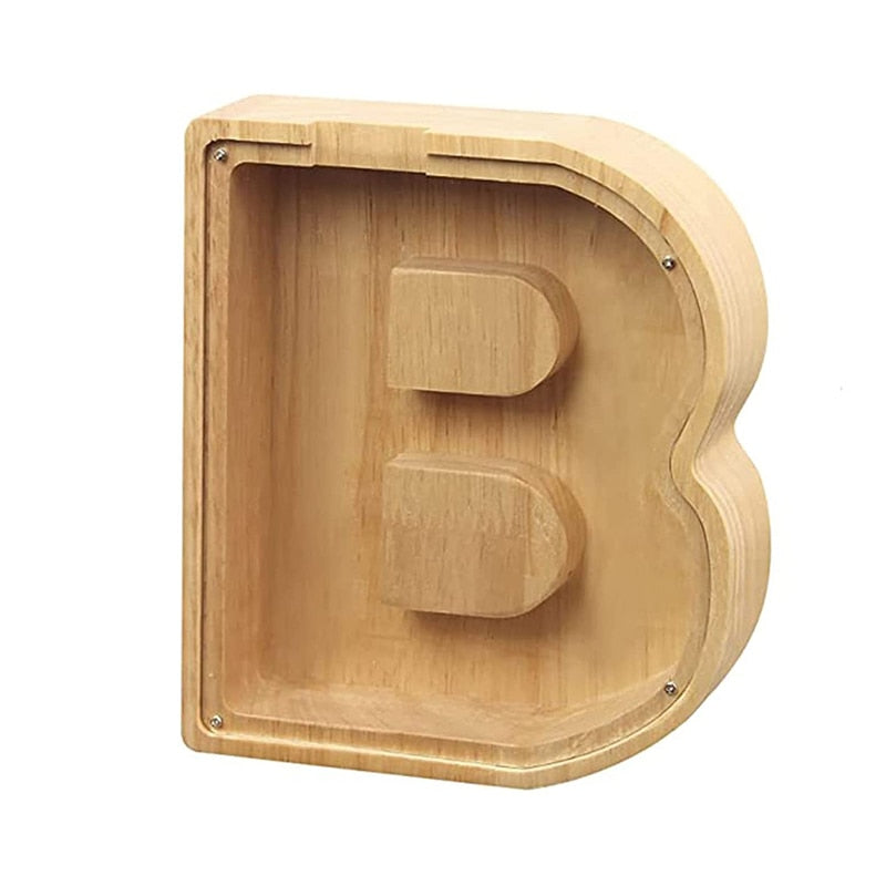 WOODEN ALPHABET PIGGY BANK