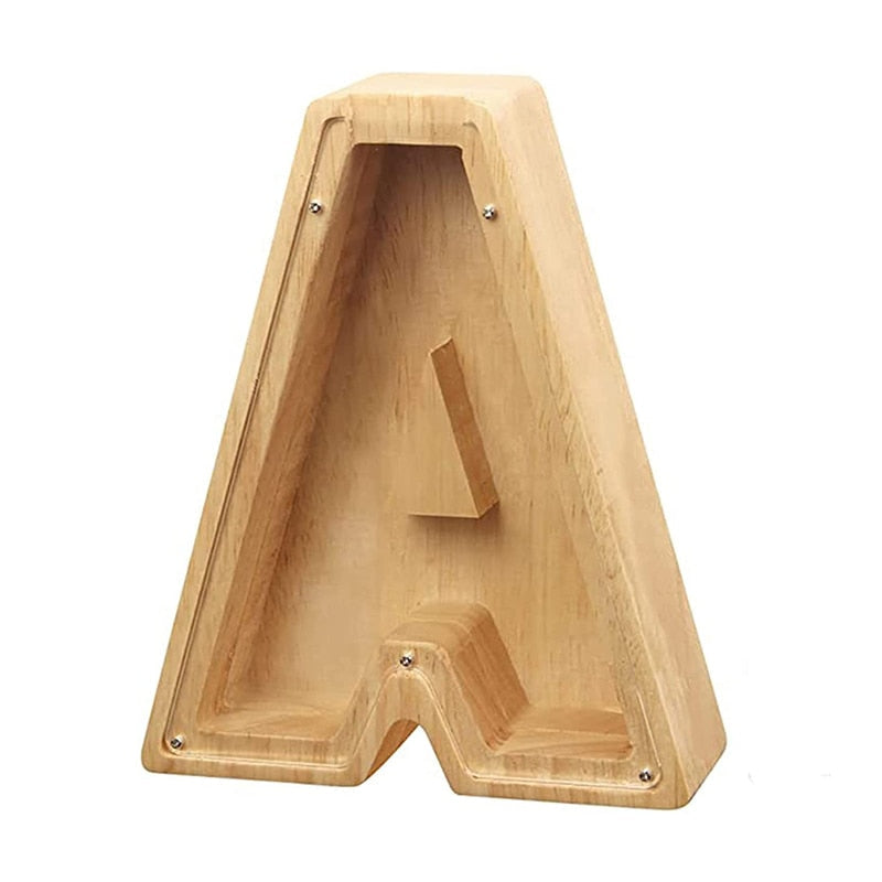 WOODEN ALPHABET PIGGY BANK