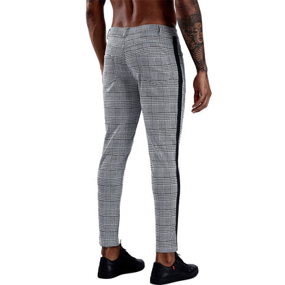 Elastic Casual Plaid Pants