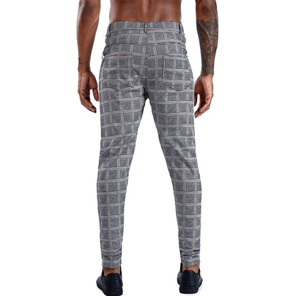 Elastic Casual Plaid Pants