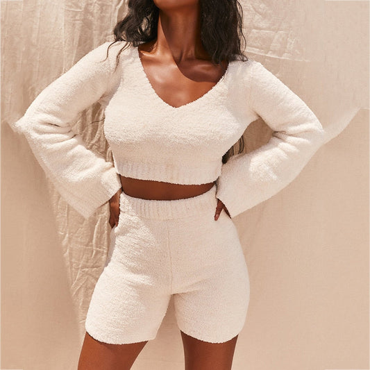 Flare Sleeve 2 Piece Shorts Set